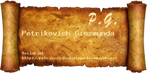 Petrikovich Giszmunda névjegykártya